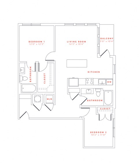 2 Bedroom/2 Bathroom apartment home
